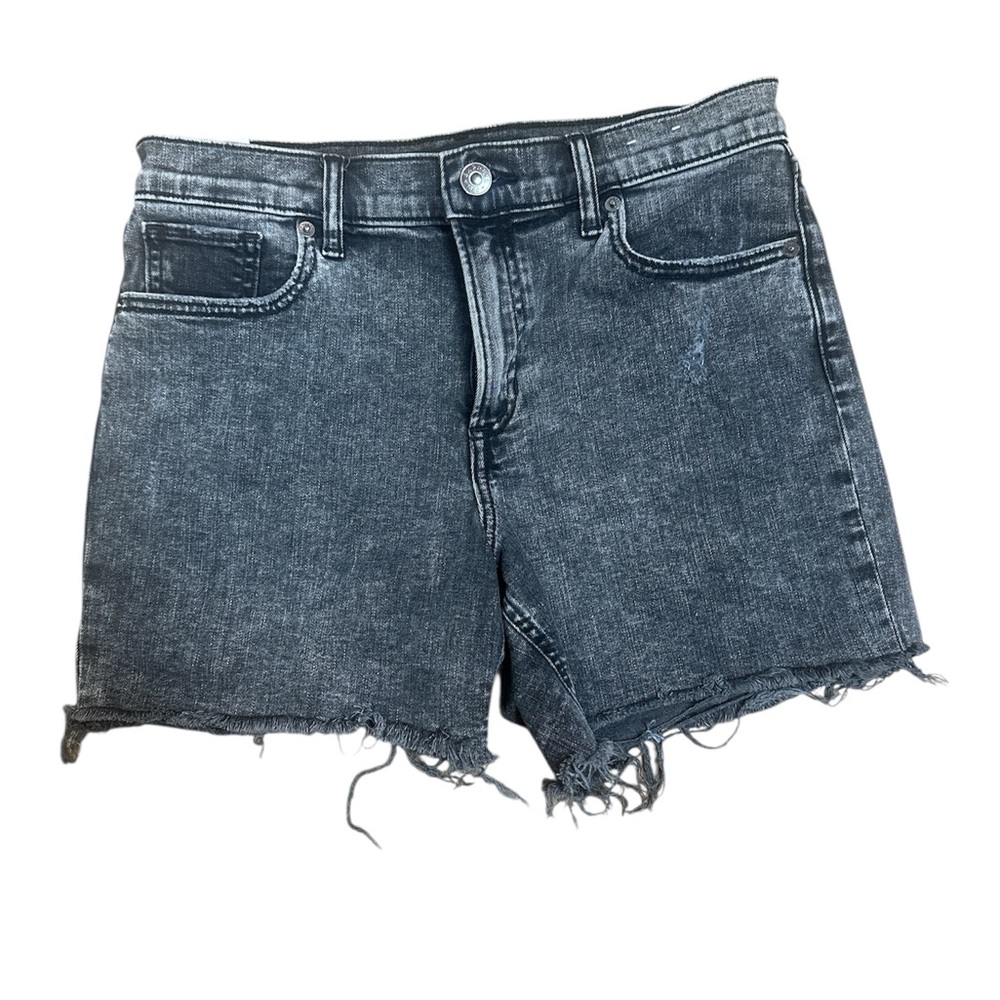 Express Dark Blue Jean Shorts - raw hem